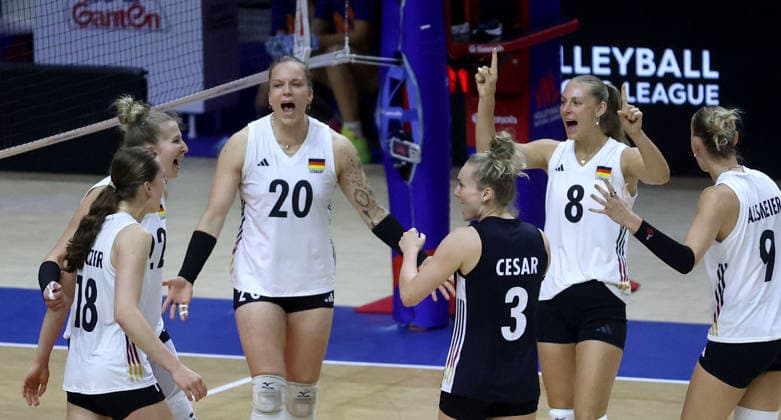 08.07.2026 Belgrade(Serbia) Czechia Czech Republic-Germany Nations League women s volleyball Monique Strubbe,Lena Kindermann,Annie Cesar,Hannah Elisabeth Kohn Germany :