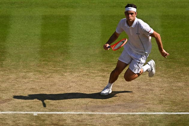 2026 Wimbledon - Taylor Fritz Taylor Fritz (USA) during his quarter final round match at the 2026 Wimbledon Championships at the AELTC in London, GREAT BRITAIN, on JULY 8, 2026. Photo by Corinne Dubreuil ABACAPRESS.COM London United Kingdom  Copyright: xDubreuilxCorinne ABACAx
