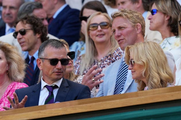 2026-07-08 The Championships - Wimbledon 2026 - Day Ten LONDON, UNITED KINGDOM - JULY 8: Former tennis player Richard Krajicek and Daphne Krajicek are seen attending in the Royal Box during Day Ten of the The Championships - Wimbledon 2026 at All England Lawn Tennis and Croquet Club on July 8, 2026 in London, England. (Photo by Marleen Fouchier BSR Agency) London United Kingdom Content not available for redistribution in The Netherlands directly or indirectly through any third parties. Copyright: xBSRxAgencyx