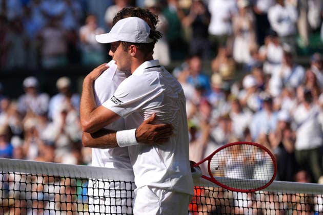 2026-07-08 The Championships - Wimbledon 2026 - Day Ten LONDON, UNITED KINGDOM - JULY 8: Flavio Cobolli of Italy, Arthur Fery of United Kingdom during Day Ten of the The Championships - Wimbledon 2026 at All England Lawn Tennis and Croquet Club on July 8, 2026 in London, England. (Photo by Marleen Fouchier BSR Agency) London United Kingdom Content not available for redistribution in The Netherlands directly or indirectly through any third parties. Copyright: xBSRxAgencyx