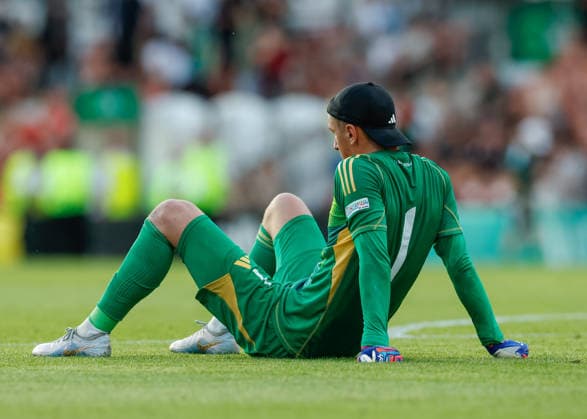Wrexham, Wales, 8th July 2026. Nazar Domchak of Ukraine reacts at the full time result as Ukraine lose their Semi Final following the Ukraine U19 vs Germany U19 UEFA European U19 Championship match at The Racecourse, Wrexham. Picture credit should read: Cody Froggatt Sportimage EDITORIAL USE ONLY. No use with unauthorised audio, video, data, fixture lists, club league logos or live services. Online in-match use limited to 120 images, no video emulation. No use in betting, games or single club league player publications. SPI_048_CF_UKRAINE_U19_V_GERMANY_U19 SPI-4857-0047
