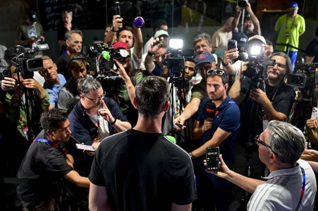 Belgium s goalkeeper Thibaut Courtois pictured during a press conference, PK, Pressekonferenz of Belgian national soccer team Red Devils, on Wednesday 08 July 2026 in Carson, Los Angeles County, California, USA. The Rode Duivels - Diables Rouges qualified for the knockout stage of the 2026 FIFA World Cup, WM, Weltmeisterschaft, Fussball where they ll meet Spain in the round of 8 on July 10th. DIRKxWAEM  x180744210x