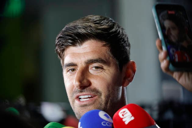 Belgian national team, Nationalteam player Thibaut Courtois speaks during a press conference, PK, Pressekonferenz in Los Angeles, United States, 08 July 2026. Thibaut Courtois speaks at a press conference in Los Angeles !ACHTUNG: NUR REDAKTIONELLE NUTZUNG!  Copyright: xLavandeiraxJr.x AME8512 20260708-55020842098_1