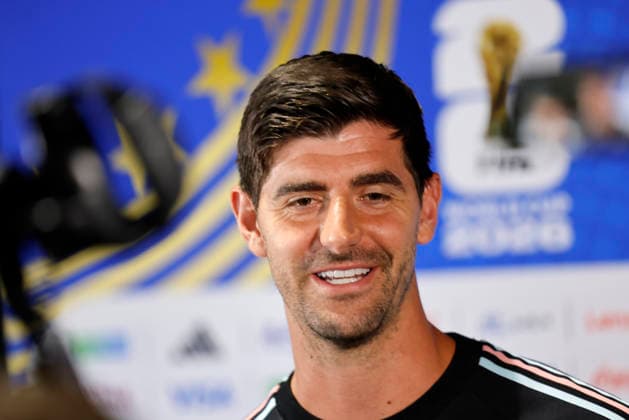 Belgian national team, Nationalteam player Thibaut Courtois speaks during a press conference, PK, Pressekonferenz in Los Angeles, United States, 08 July 2026. Thibaut Courtois speaks at a press conference in Los Angeles !ACHTUNG: NUR REDAKTIONELLE NUTZUNG!  Copyright: xLavandeiraxJr.x AME8510 20260708-55020842099_1