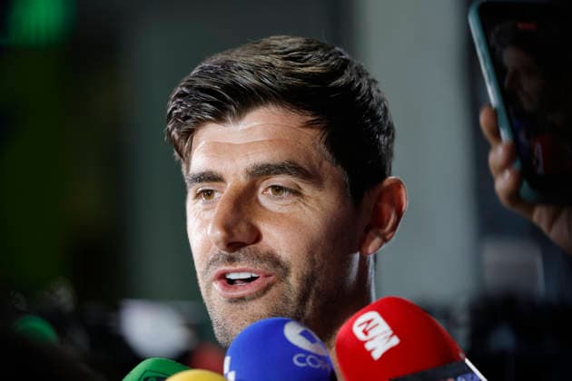 Belgian national team, Nationalteam player Thibaut Courtois speaks during a press conference, PK, Pressekonferenz in Los Angeles, United States, 08 July 2026. Thibaut Courtois speaks at a press conference in Los Angeles !ACHTUNG: NUR REDAKTIONELLE NUTZUNG!  Copyright: xLavandeiraxJr.x AME8507 20260708-55020842100_1
