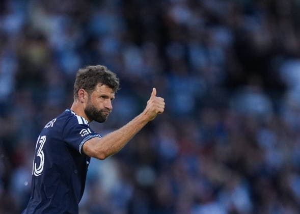 July 8, 2026, Burnaby, Bc, CANADA: Vancouver Whitecaps Thomas Muller celebrates his goal during the second half of a Canadian Championship quarterfinal soccer match against Cavalry FC, in Burnaby, B.C., on Wednesday, July 8, 2026. Canada News - July 8, 2026  - ZUMAc35_ 20260708_zaf_c35_087 Copyright: xDarrylxDyckx