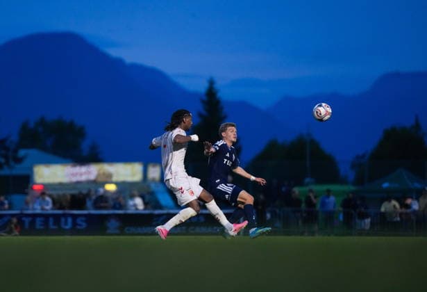 July 8, 2026, Burnaby, Bc, CANADA: Vancouver Whitecaps Mihail Gherasimencov, right, and Cavalry FC s Ali Musse vie for the ball during the second half of a Canadian Championship quarterfinal soccer match, in Burnaby, B.C., on Wednesday, July 8, 2026. Canada News - July 8, 2026  - ZUMAc35_ 20260708_zaf_c35_093 Copyright: xDarrylxDyckx