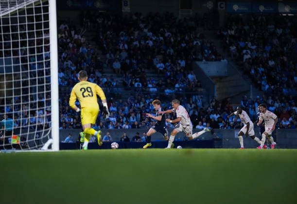 July 8, 2026, Burnaby, Bc, CANADA: Vancouver Whitecaps Oliver Larraz (8) and Cavalry FC s Eryk Kobza (24) vie for the ball as goalkeeper Nathan Ingham (29) watches during the second half of a Canadian Championship quarterfinal soccer match, in Burnaby, B.C., on Wednesday, July 8, 2026. Canada News - July 8, 2026  - ZUMAc35_ 20260708_zaf_c35_096 Copyright: xDarrylxDyckx
