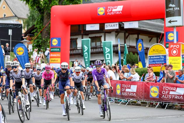 CYCLING - Oesterreich Rundfahrt 2026 BAD KLEINKIRCHHEIM,AUSTRIA,09.JUL.26 - CYCLING - Tour of Austria, stage 2, Bad Kleinkirchheim - Heiligenblut. Image shows Martin Barta (CZE ATT Investments) and Asbjoern Hellemose (DEN Jayco AlUla).  GEPAxpictures xDavidxGeieregger