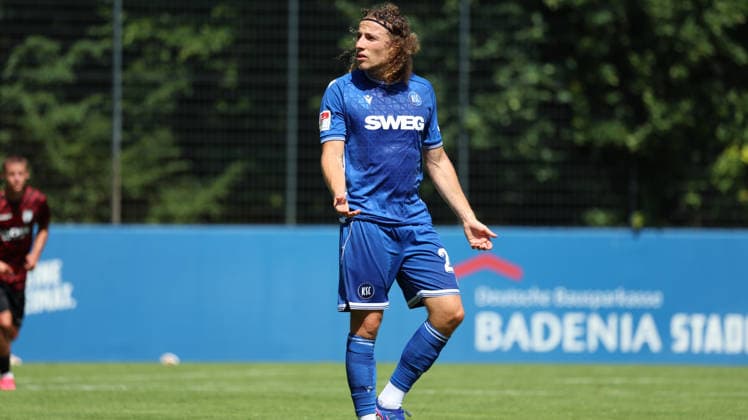 09.07.2026, xrekx, Fussball Testspiel , Karlsruher SC - SGV Freiberg v.l. Tim Civeja (Karlsruher SC) (DFL DFB REGULATIONS PROHIBIT ANY USE OF PHOTOGRAPHS as IMAGE SEQUENCES and or QUASI-VIDEO) Karlsruhe *** July 9, 2026, xrekx, Soccer Friendly Match, Karlsruher SC vs. SGV Freiberg, Tim Civeja, Karlsruher SC, DFL, DFB. REGULATIONS PROHIBIT ANY USE OF PHOTOGRAPHS AS IMAGE SEQUENCES AND OR QUASI-VIDEO. Karlsruhe