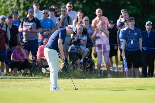 NORTH BERWICK, SCOTLAND - JULY 9: Robert MacIntyre putts on the 10th green during Round 1 of the Genesis Scottish Open at the Renaissance Club, North Berwick on July 9, 2026 in North Berwick, Scotland Genesis Scottish Open Round 1
