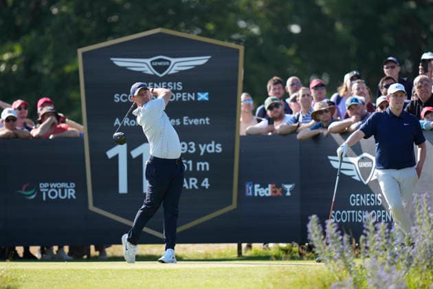 NORTH BERWICK, SCOTLAND - JULY 9: Rory McIlroy plays from the eleventh tee during Round 1 of the Genesis Scottish Open at the Renaissance Club, North Berwick on July 9, 2026 in North Berwick, Scotland Genesis Scottish Open Round 1