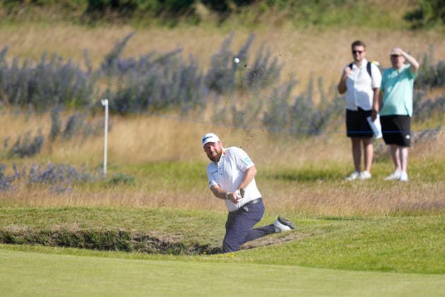 NORTH BERWICK, SCOTLAND - JULY 9: Shane Lowry plays from a bunker on the 12th hole during Round 1 of the Genesis Scottish Open at the Renaissance Club, North Berwick on July 9, 2026 in North Berwick, Scotland Genesis Scottish Open Round 1