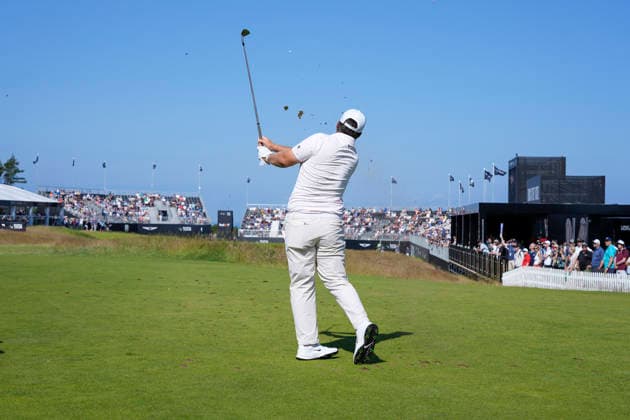 NORTH BERWICK, SCOTLAND - JULY 9: Chris Gotterup plays from the fifteenth tee during Round 1 of the Genesis Scottish Open at the Renaissance Club, North Berwick on July 9, 2026 in North Berwick, Scotland Genesis Scottish Open Round 1