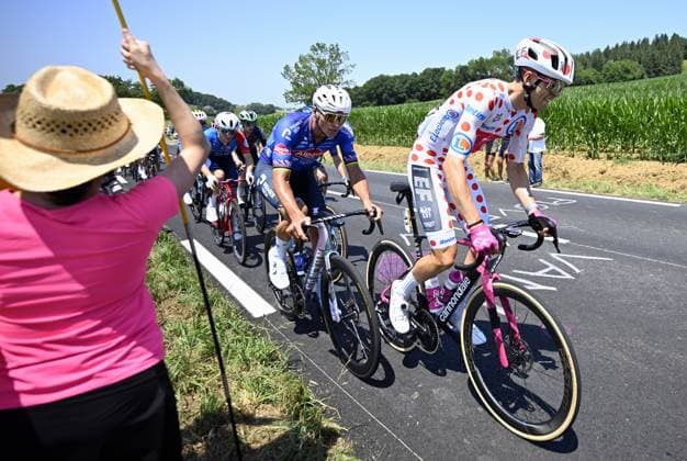 French Alex Baudin of EF Education-EasyPost pictured in action during stage 6 of the 2026 Tour de France cycling race, a stage of 186 km from Pau to Gavarnie-Gedre, on Thursday 09 July 2026. The 113th edition of the Tour de France starts on Saturday 4 July in Barcelona, Spain, and will finish in Paris, France on the 26th of July. POOLxTOMASxSISK  x180776753x