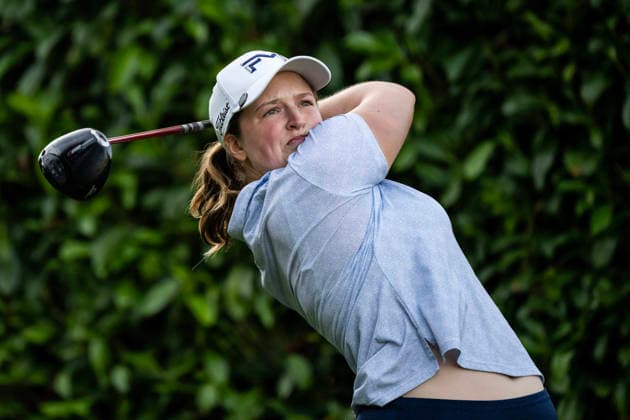 RECORD DATE NOT STATED 9th July 2026; Evian Resort Golf Club, Evian-les-Bains, France: 2026 Amundi Evian Championship Womens Golf, Day One; Lottie Woad (ENG) in action during the first round DavidxEmm
