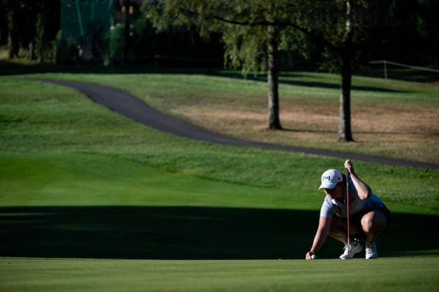 RECORD DATE NOT STATED 9th July 2026; Evian Resort Golf Club, Evian-les-Bains, France: 2026 Amundi Evian Championship Womens Golf, Day One; Lottie Woad (ENG) in action during the first round DavidxEmm