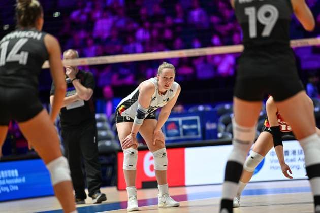 RECORD DATE NOT STATED HONG KONG-SPORTS Volleyball Nations League Hong Kong Lara Nagels (No.8) from team Belgium during the match between Canada and Belgium at Volleyball Nations League Hong Kong 2026 in Hong Kong, July 9, 2026.NEXPHER Kobe Li Hong Kong