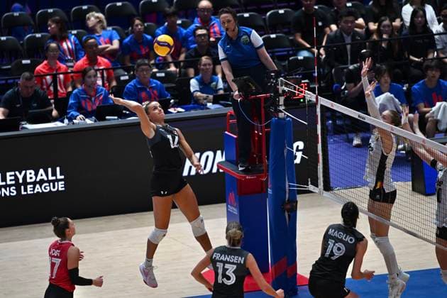 RECORD DATE NOT STATED HONG KONG-SPORTS Volleyball Nations League Hong Kong Hilary Johnson Howe (No.14) from team Canada during the match between Canada and Belgium at Volleyball Nations League Hong Kong 2026 in Hong Kong, July 9, 2026.NEXPHER Kobe Li Hong Kong