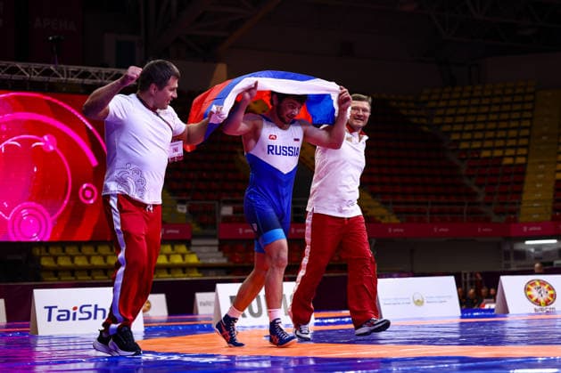 U20 European Championships 82kg GR - Zaur Beslekoev (RUS) *** U20 European Championships, 82 kg Greco-Roman: Zaur Beslekoev (RUS) Copyright: xJakexKirkmanx xUnitedxWorldxWrestlingx Jake Kirkman United World Wrestling