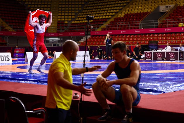 U20 European Championships 72kg GR - Salih Yusuf Yazici (TUR) df. Dmytro Demianovskyi (UKR) *** U20 European Championships, 72 kg Greco-Roman: Salih Yusuf Yazici (TUR) defeated Dmytro Demianovskyi (UKR) Copyright: xJakexKirkmanx xUnitedxWorldxWresx Jake Kirkman United World Wres