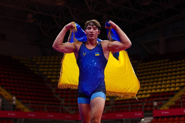 U20 European Championships 97kg GR - Yehor Yakushenko (UKR) *** U20 European Championships, 97 kg Greco-Roman: Yehor Yakushenko (UKR) Copyright: xJakexKirkmanx xUnitedxWorldxWresx Jake Kirkman United World Wres