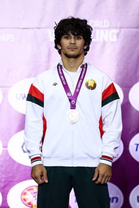 U20 European Championships Podium 60kg GR - Silver: Rasim Ibrahimau (BLR) *** U20 European Championships, 60kg Greco-Roman, Silver: Rasim Ibrahimau (BLR) Copyright: xJakexKirkmanx xUnitedxWorldxWresx Jake Kirkman United World Wres
