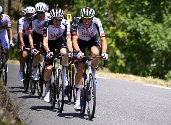 German Nils Politt of UAE Team Emirates XRG and Belgian Tim Wellens of UAE Team Emirates XRG pictured in action during stage 6 of the 2026 Tour de France cycling race, a stage of 186 km from Pau to Gavarnie-Gedre, on Thursday 09 July 2026. The 113th edition of the Tour de France starts on Saturday 4 July in Barcelona, Spain, and will finish in Paris, France on the 26th of July. POOLxTOMASxSISK  x180779463x