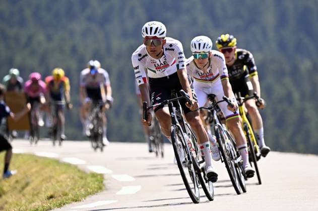 Mexican Isaac Del Toro of UAE Team Emirates XRG and Slovenian Tadej Pogacar of UAE Team Emirates XRG pictured in action during stage 6 of the 2026 Tour de France cycling race, a stage of 186 km from Pau to Gavarnie-Gedre, on Thursday 09 July 2026. The 113th edition of the Tour de France starts on Saturday 4 July in Barcelona, Spain, and will finish in Paris, France on the 26th of July. POOLxTOMASxSISK  x180782620x