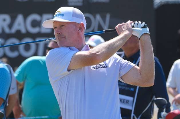 UK: The Genesis Scottish Open at The Renaissance Club, North Berwick, Scotland on 09 July 2026: Pictured: Brandt Snedeker (USA) on the 7th tee during the first round of the Genesis Scottish Open Championship 2026 North Berwick The Renaissance Club Scotland Scotland Copyright: xAlexxToddx