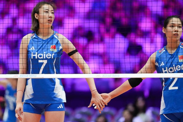 RECORD DATE NOT STATED Volleyball Nations League Hong Kong 2026 - Day 2 Wang Yuanyuan (No.7) and Zhuang Yushan (No.2) from team China during the match between China and Ukraine at Volleyball Nations League Hong Kong 2026 on July 9, 2026 in Hong Kong. (Photo by Ellan Mad Nexpher Images) Hong Kong