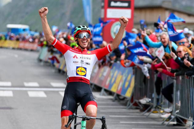 CYCLING - Oesterreich Rundfahrt 2026 HEILIGENBLUT,AUSTRIA,09.JUL.26 - CYCLING - Tour of Austria, stage 2, Bad Kleinkirchheim - Heiligenblut. Image shows the rejoicing of Gregor Muehlberger (AUT AUSTRIA).  GEPAxpictures xDavidxGeieregger
