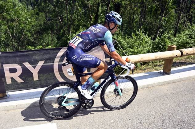 Italian Antonio Tiberi of Bahrain Victorious pictured in action during stage 6 of the 2026 Tour de France cycling race, a stage of 186 km from Pau to Gavarnie-Gedre, on Thursday 09 July 2026. The 113th edition of the Tour de France starts on Saturday 4 July in Barcelona, Spain, and will finish in Paris, France on the 26th of July. POOLxTOMASxSISK  x180783861x
