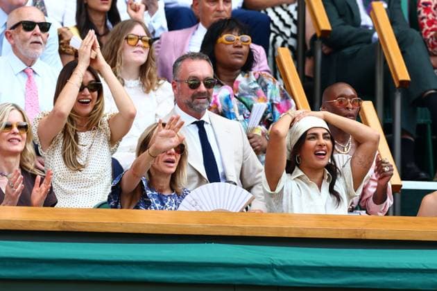 Lily James and Priyanka Chopra Jonas in the Royal Box on Centre Court Wimbledon Tennis Championships, Day 11, The All England Lawn Tennis and Croquet Club, London, UK - 09 Jul 2026London The All England Lawn Tennis and United Kingdom  Copyright: xJamesxMarsh Shutterstockx 16981021ah