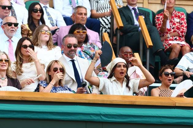 Lily James, Priyanka Chopra Jonas and Cynthia Erivo in the Royal Box on Centre Court Wimbledon Tennis Championships, Day 11, The All England Lawn Tennis and Croquet Club, London, UK - 09 Jul 2026London The All England Lawn Tennis and United Kingdom  Copyright: xJamesxMarsh Shutterstockx 16981021at