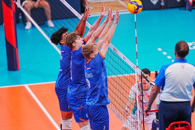 IPA86537828 - Netherlands vs. Bulgaria during the CEV U18 European Volleyball Championship, July 9, 2026, in Cisterna during the U18 European Volleyball Championship—Netherlands vs. Bulgaria, CEV Eurovolley Men s match in Cisterna, Italy, July 9, 2026  Copyright: xLuigixMariani IPAxSportx xx 86537828