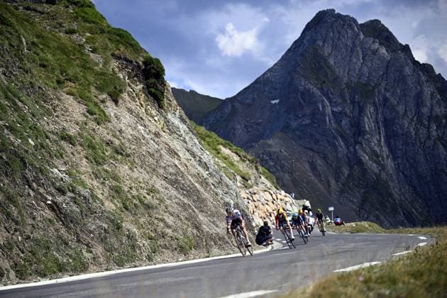 The pack of riders pictured in action during stage 6 of the 2026 Tour de France cycling race, a stage of 186 km from Pau to Gavarnie-Gedre, on Thursday 09 July 2026. The 113th edition of the Tour de France starts on Saturday 4 July in Barcelona, Spain, and will finish in Paris, France on the 26th of July. POOLxBERNARDxPAPON  x180785550x