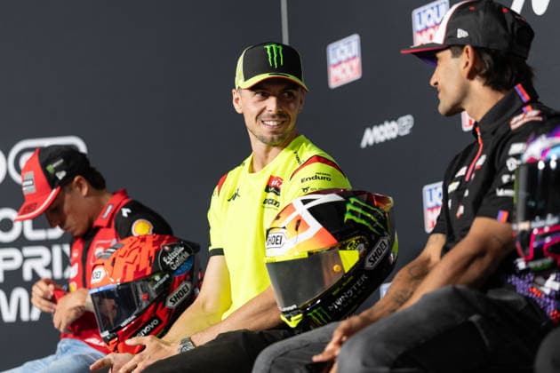 Foto IPP Enrico Schiavi Oberlungwitz 09-07-2026 MotoGP Gran Premio Motociclismo di Germania 2026 press conference, PK, Pressekonferenz nella foto: Fabio Di Giannantonio - Pertamina Enduro VR46 Racing Team con Jorge Martin - Aprilia Racing Oberlungwitz italy GERMANY ITALY  Copyright: xR4924_italyphotopressx