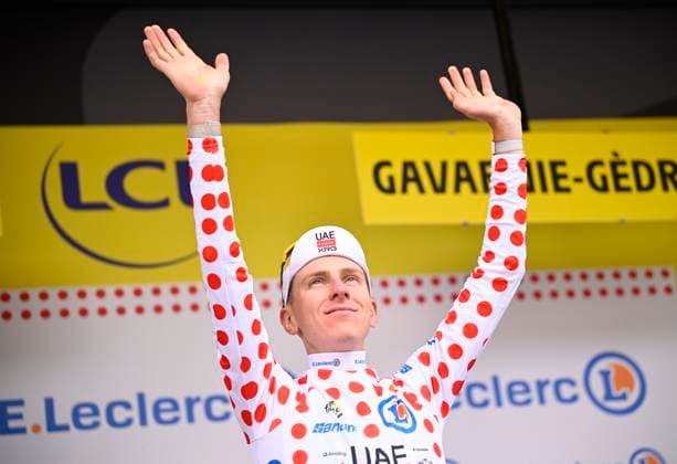 Tour de France 2026 Stage 6 GAVARNIE-CEDRE, FRANCE - JULY 09 : Pogacar Tadej (SLO) of UAE Team Emirates - XRG pictured with the polka dot jersey during the podium ceremony of stage 6 of the 113rd edition of Tour de France an UCI World Tour 2.UWT cycling road race stage for Men Elite of 186 km with start in Pau and finish in Gavarnie-Cedre on July 9, 2026 in Gavarnie-Cedre, France, 09 07 2026 Gavarnie-Cedre France  Copyright: xTomasxSiskx