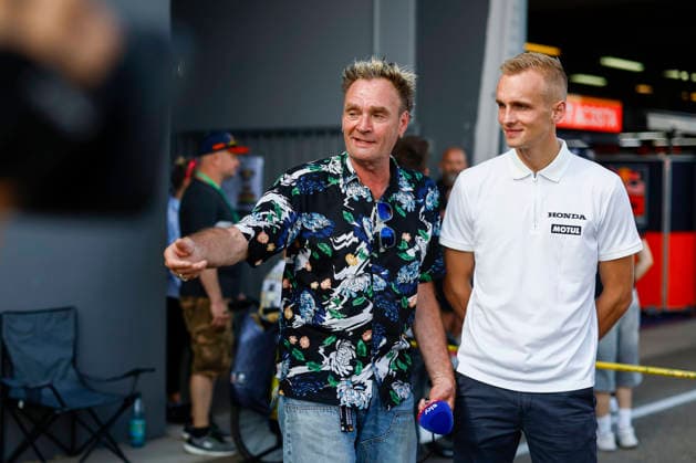 Hermsdorf: Moto GP Sachsenring 2026 on July, 9, 2026, (Photo by Juergen Tap), family day at the Moto GP Sachsenring Eddie Mielke (Moderator SKY), Florian Alt (GER) Hermsdorf Deutschland *** Hermsdorf MotoGP Sachsenring 2026 on July 9, 2026, Photo by Juergen Tap, Family Day at the MotoGP Sachsenring, Eddie Mielke, SKY Host, Florian Alt, GER, Hermsdorf, Germany
