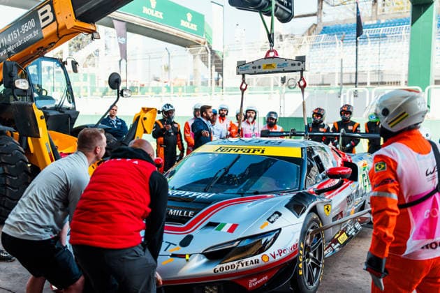 FIA WEC - 6 HOURS OF SAO PAULO 2026 21 HERIAU Francois (fra), MANN Simon (usa), ROVERA Alessio (ita), Vista AF Corse, Ferrari 296 GT3 Evo 21, LM GT3, scrutineering, verifications techniques, during the 6 Hours of Sao Paulo 2026, 4th round of the 2026 FIA World Endurance Championship, from July 10 to 12, 2026 on the Interlagos Circuit in Sao Paulo, Brazil -  Copyright: xAndreaxLorenzinax