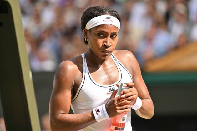 Wimbledon Tennis Championships 2026 - Day 11 LONDON, UNITED KINGDOM - JULY 09: Coco Gauff of the United States plays in the Ladies singles semi-finals round match against Karolina Muchova (not seen) of the Czech Republic during day 11 of The Wimbledon Tennis Championships at All England Lawn Tennis and Croquet Club on July 09, 2026 in London, United Kingdom. Ray Tang Anadolu London United Kingdom. Editorial use only. Please get in touch for any other usage.  Copyright: x2026xAnadoluxRayxTangx