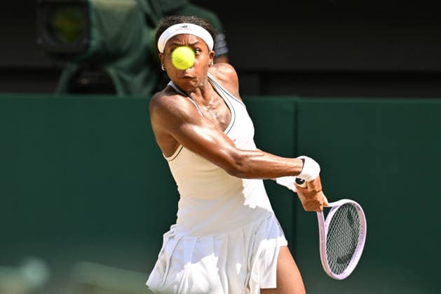 Wimbledon Tennis Championships 2026 - Day 11 LONDON, UNITED KINGDOM - JULY 09: Coco Gauff of the United States plays in the Ladies singles semi-finals round match against Karolina Muchova (not seen) of the Czech Republic during day 11 of The Wimbledon Tennis Championships at All England Lawn Tennis and Croquet Club on July 09, 2026 in London, United Kingdom. Ray Tang Anadolu London United Kingdom. Editorial use only. Please get in touch for any other usage.  Copyright: x2026xAnadoluxRayxTangx
