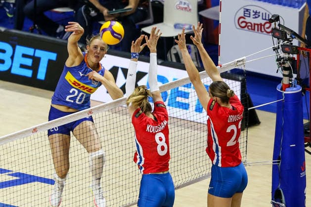 Czech Republic v Netherlands - Women s Volleyball Nations League BELGRADE, SERBIA - JULY 9: Kok (20) of Netherlands in action against Koulisiani (8) of Czech Republic during the 2026 FIVB Volleyball Women s Nations League match between the Czech Republic and Netherlands in Belgrade, Serbia, on July 9, 2026. Filip Stevanovic Anadolu Belgrade Serbia. Editorial use only. Please get in touch for any other usage.  Copyright: x2026xAnadoluxFilipxStevanovicx