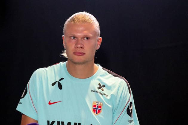 FT LAUDERDALE, FL - JULY 09: Erling Haaland 9 of Norway is seen during a Norway team press conference, PK, Pressekonferenz prior to a FIFA World Cup, WM, Weltmeisterschaft, Fussball 26 Quarter-Final game between Norway and England on July 8, 2026 at the Inter Miami CF Stadium, Fort Lauderdale, Florida.(Photo by Chris Arjoon) SOCCER: JUL 09 FIFA World Cup 26 - Norway Training EDITORIAL USE ONLY Icon26070900000002