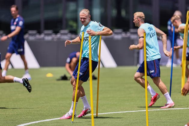 FT LAUDERDALE, FL - JULY 09: Erling Haaland 9 of Norway is seen attending a Norway team training session prior to a FIFA World Cup, WM, Weltmeisterschaft, Fussball 26 Quarter-Final game between Norway and England on July 8, 2026 at the Inter Miami CF Stadium, Fort Lauderdale, Florida.(Photo by Chris Arjoon) SOCCER: JUL 09 FIFA World Cup 26 - Norway Training EDITORIAL USE ONLY Icon26070900000019