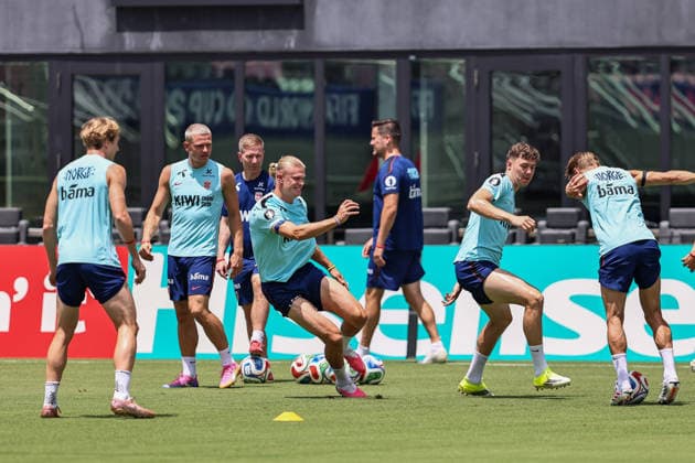 FT LAUDERDALE, FL - JULY 09: Erling Haaland 9 of Norway is seen attending a Norway team training session prior to a FIFA World Cup, WM, Weltmeisterschaft, Fussball 26 Quarter-Final game between Norway and England on July 8, 2026 at the Inter Miami CF Stadium, Fort Lauderdale, Florida.(Photo by Chris Arjoon) SOCCER: JUL 09 FIFA World Cup 26 - Norway Training EDITORIAL USE ONLY Icon26070900000029