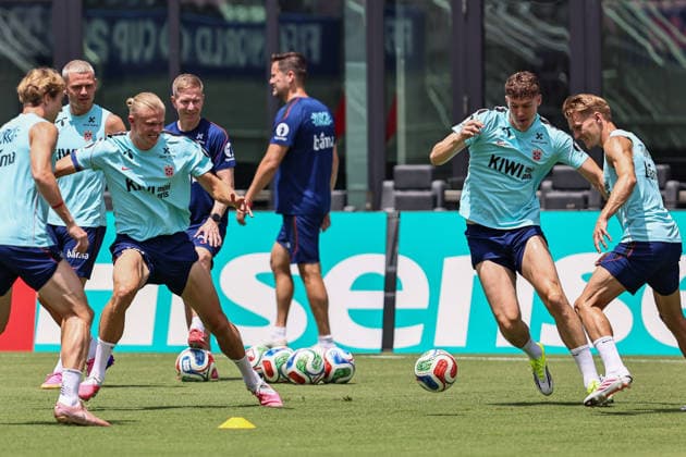 FT LAUDERDALE, FL - JULY 09: Erling Haaland 9 of Norway is seen attending a Norway team training session prior to a FIFA World Cup, WM, Weltmeisterschaft, Fussball 26 Quarter-Final game between Norway and England on July 8, 2026 at the Inter Miami CF Stadium, Fort Lauderdale, Florida.(Photo by Chris Arjoon) SOCCER: JUL 09 FIFA World Cup 26 - Norway Training EDITORIAL USE ONLY Icon26070900000030