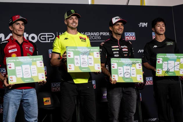 MOTO - MOTO GP - GERMANY GRAND PRIX 2026 DI GIANNANTONIO Fabio (ita), Pertamina Enduro VR46 Racing Team, Ducati Desmosedici GP26, portrait with MARQUEZ Marc (spa), Ducati Lenovo Team, Ducati Desmosedici GP26, MARTIN Jorge (spa), Aprilia Racing, Aprilia RS-GP26 and OGURA Ai (jpn), Trackhouse MotoGP Team, Aprilia RS-GP26, portrait, press conference, PK, Pressekonferenz during the 2026 MotoGP Motul Liqui Moly Grand Prix of Germany, Germany GP, on the Sachsenring circuit, from July 10 to 12, in Germany - Hohenstein-ErnstthalGermany  Copyright: xGIGIxSOLDANOx
