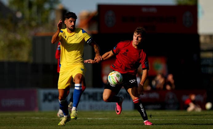 UEFA Europa Conference League First Qualifying Round First Leg, Dalymount Park, Dublin 9 7 2026 Bohemians vs St. Joseph s Bohs™ Markuss Strods and Juanma of St. Joseph s Markuss Strods and Juanma 9 7 2026  Copyright: xx RB2_0814